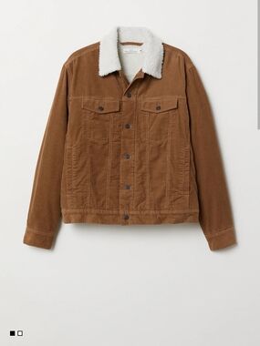 H&M Brown Corduroy Jacket with Cream Sherpa Collar